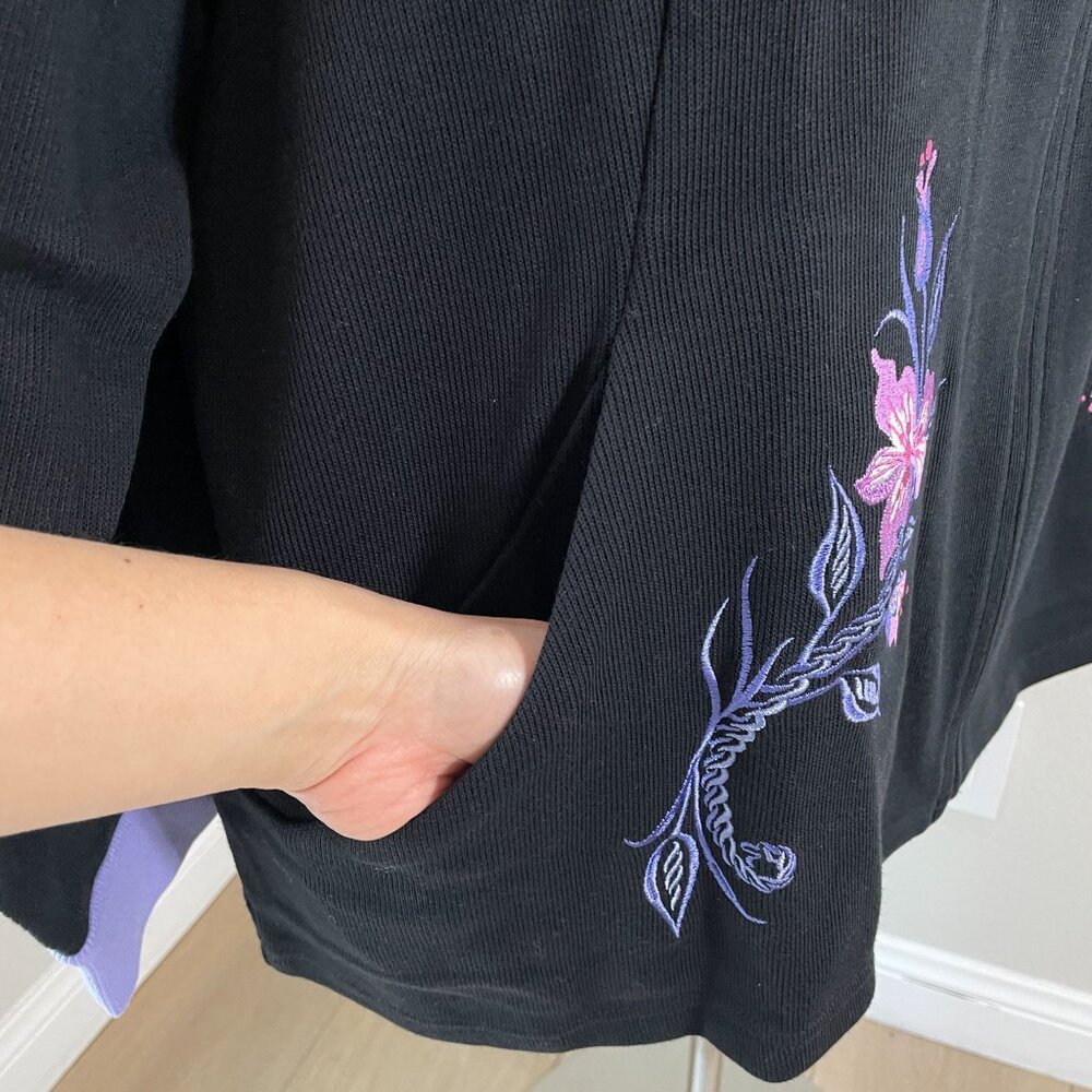 NEW Bob Mackie Womens Plus 3X Wearable Art‎ Embroidered Bird Zip Up Jacket - Picture 8 of 11